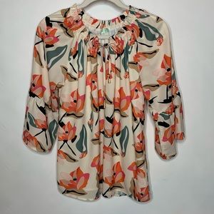 JADE MELODY TAM BLOUSE SIZE M PEASANT STYLE BELL  SLEEVE